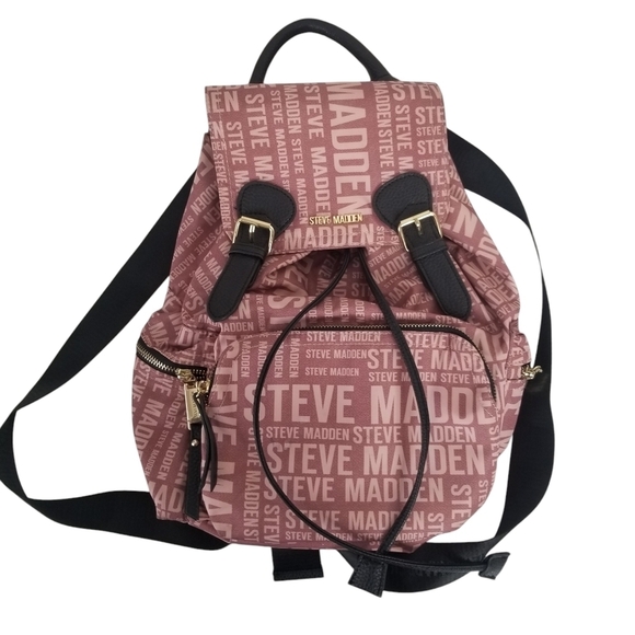 Steve Madden Branded Satin Drawstring Backpack Blush Pink main image 2
